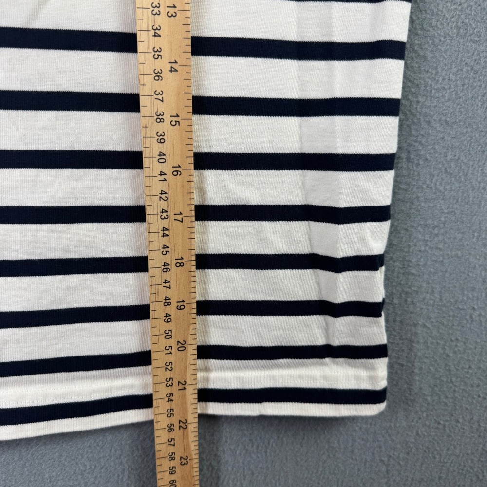 COS Womens Medium Striped Long Sleeve Cotton T-Shirt Cream Navy Blue Breton 8787 - Picture 4 of 8